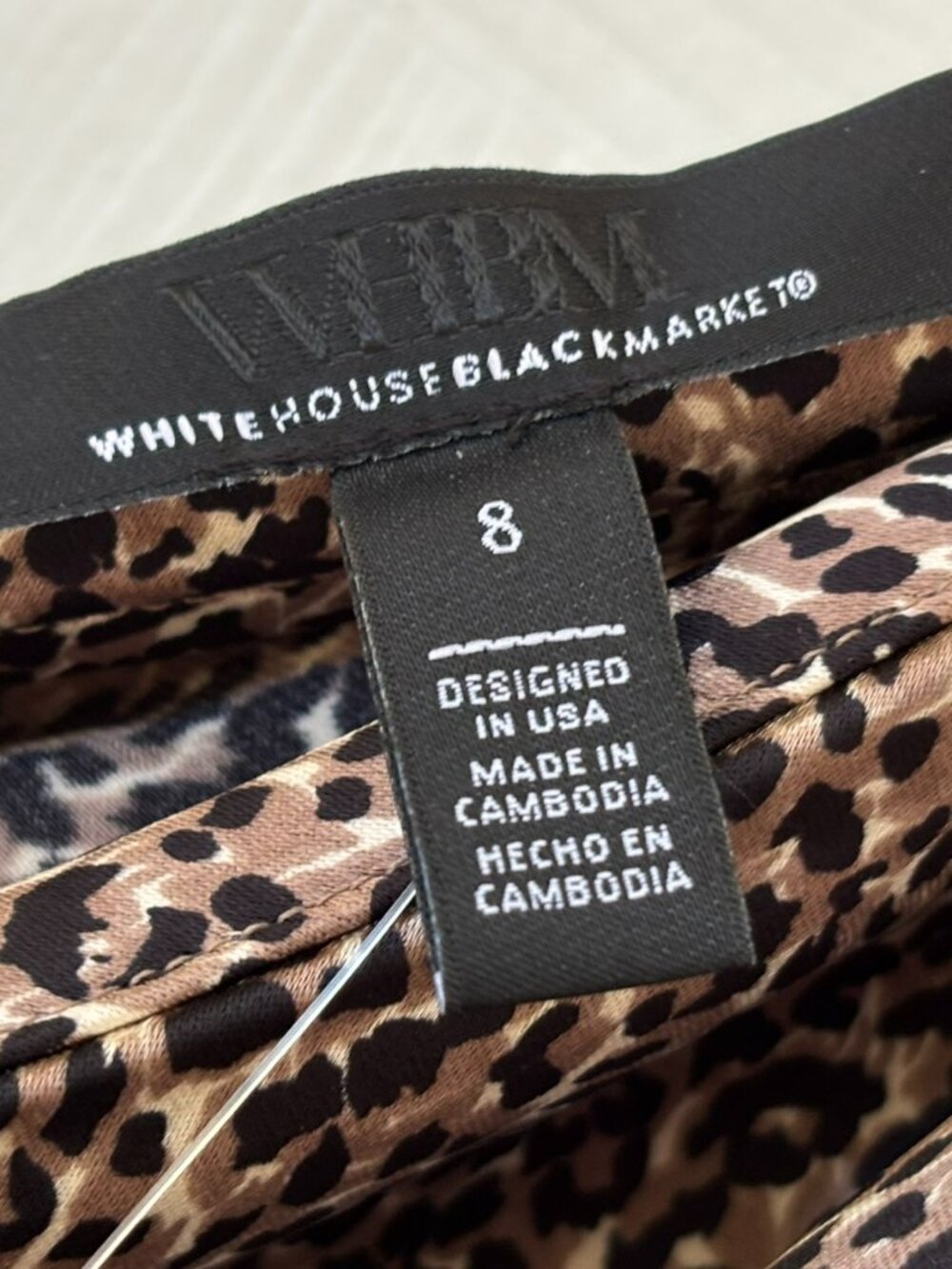 NWT WHBM Taupe, Black and White Leopard Print One-Shoulder Asymmetrical Blouse 8 - Picture 6 of 9